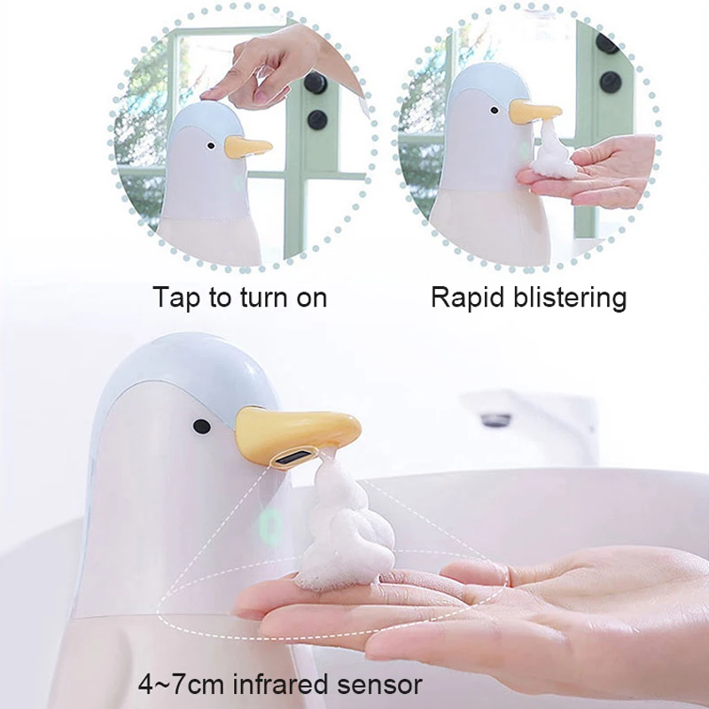 Mini Otomatik Sıvı Sabunluk Sevimli Karikatür Penguen İndüksiyon Sabunluk El Yıkama Makinesi Kızılötesi İndüksiyon