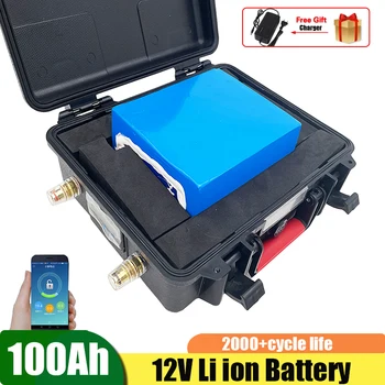 Lityum iyon batarya Paketi 12V 100Ah 12.6 V için Bluetooth UYGULAMASI İle 12V Trolling Motorlu Deniz Tekne+10A Şarj Cihazı