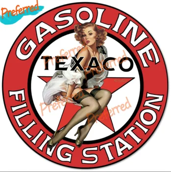 Texaco Benzin Dolum İstasyonu Pinup Rund 10cm Aufkleber Motor Yarışı Vintage! Araba Sticker Lokomotif Çıkartması Dekorasyon KK