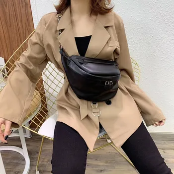 Kadın Bel Çantası Saf Siyah Naylon Metal Toka Toplamı Bant Başına fanny paketi Bananka Moda Vahşi Satchel Göbek bant kemer Çantası