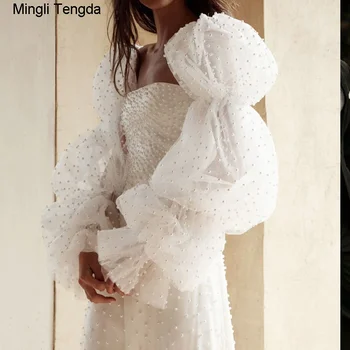 Mingli Tengda Gelin Uzun Kabarcık Kollu Eldiven Düğün Aksesuarları Kripto İnci Straplez Kollu Elbise Yarı mamul Ürün