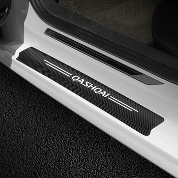 4 Adet Araba Eşik Kapı Eşik Pedalı Koruyucu Karbon Fiber Çıkartmalar Kelime Logo Çıkartması Nissan Qashqai için J10 J11 Oto Aksesuarları
