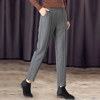 Kadın Pantolon Harem pantolon kadın yün pantolon Gevşek Yüksek Bel Ayak Bileği Bağlı Pantolon Pantalones De Mujer