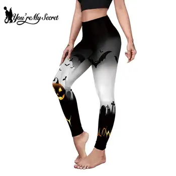 [Konum Benim Gizli] Cadılar Bayramı Partisi Tayt Desen 3D Baskı Seksi Ince koşu pantolonları Kadın Anime Spor Spor Leggins