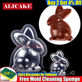 2 Adet paskalya tavşanı Çikolata Kalıp 3D Polikarbonat Tavşan Kalıpları Çikolata Bonbon Pişirme Pasta Araçları Şekerleme Kalıbı