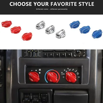 ABS Araba Klima Anahtarı Düğmesi Topuzu Dekorasyon Kapak Sticker Jeep Wrangler TJ 1997-2006 için Araba Aksesuarları Styling