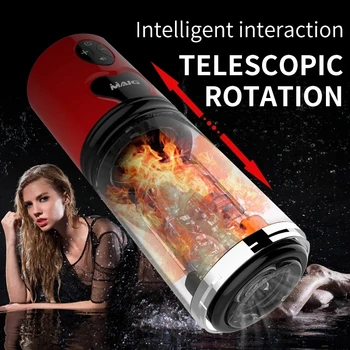 Erkek Masturbator Otomatik Teleskopik Rotasyon Gerçek Vajina Ses mastürbasyon kupası Erkekler İçin Cep Pussy Güçlü Sokmak Seks Oyuncakları
