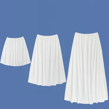 Dip Etek Astar Elbise İç Kombinezon Orta Uzunlukta 30-80cm Güvenlik Jüpon Elastik Bel Temel Underdress Şeffaf