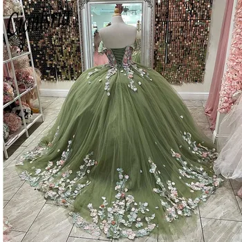 Quinceanera Elbise 2022 Kapalı Omuz Aplikler Sequins Backless Prenses Tatlı 16 Balo Vestidos De 15 Años