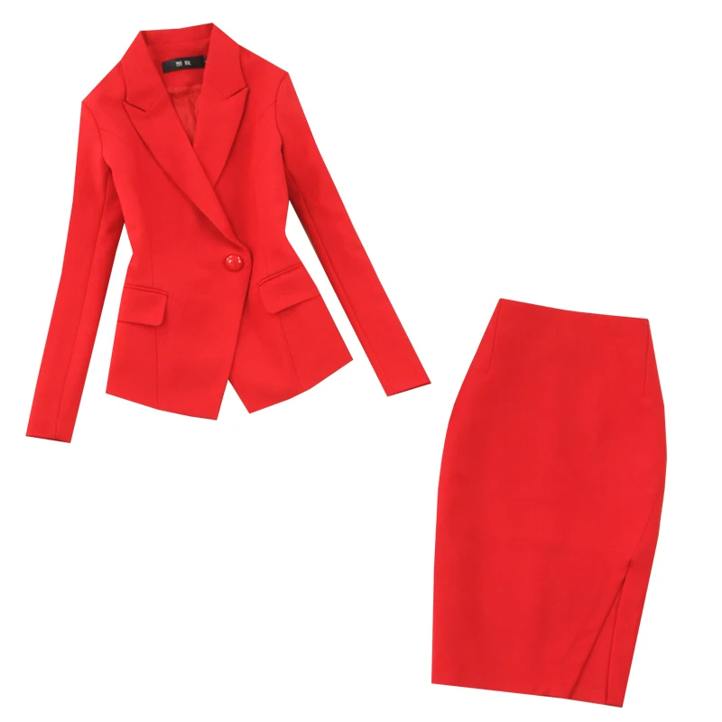 2 parça kıyafetler kadınlar için yeni moda mizaç banliyö kadın kırmızı takım elbise + çanta kalça bölünmüş etek OL rüzgar iki parçalı