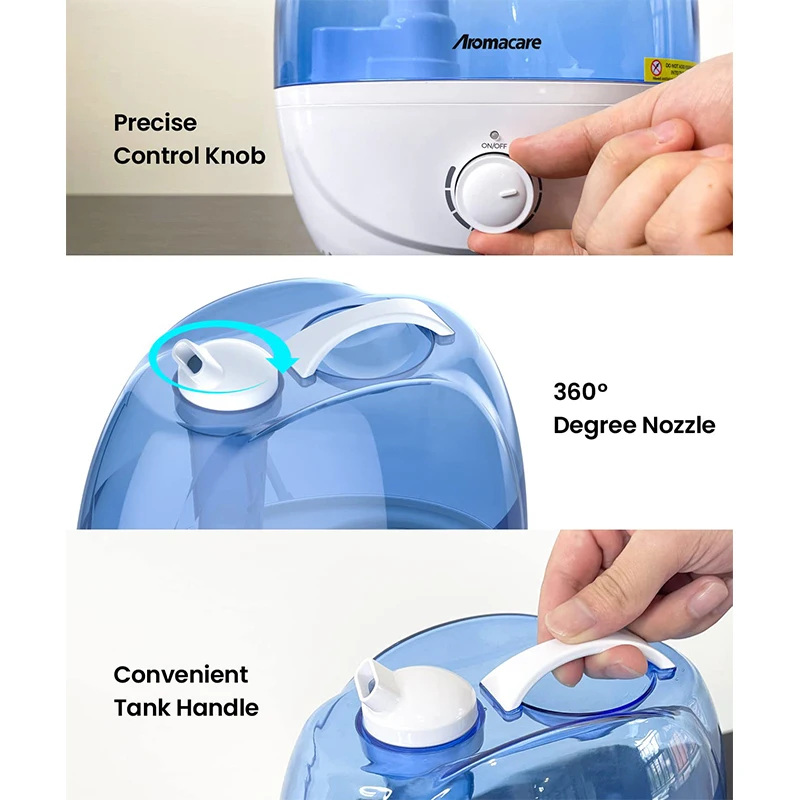 Aromacare Serin Mist Hava Nemlendirici 2.6 L Sessiz Ultrasonik Nemlendiriciler Yatak Odası ve Büyük oda için-Ayarlanabilir-360° Rotasyon-BPA ÜCRETSİZ