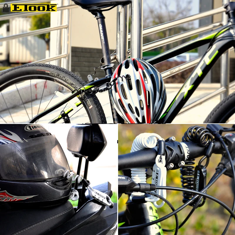 Etook Kablo kilidi Dağ Yol Bisikleti Kilidi şifreli kilit Kask kilidi taşıması kolay Mini moda Bisiklet Aksesuarları 1.5 m