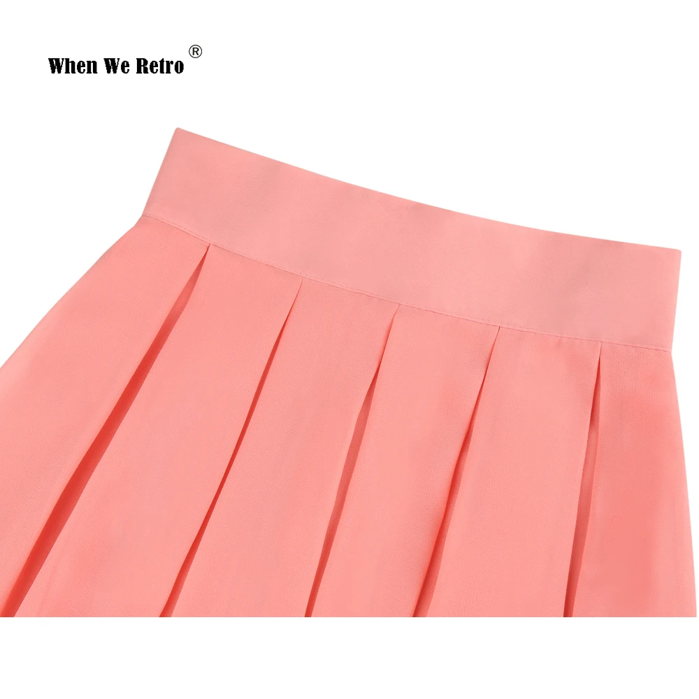 Kore Tarzı Rahat Uzun Pilili Siyah Mavi Kırmızı Pembe Etek AL0166 Yüksek Bel Jupe Femme Maxi Kadın Şifon Etekler