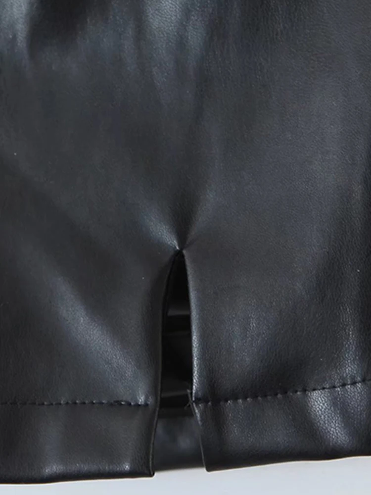 Lautaro Siyah Yumuşak Sıkı Suni Deri Mini Etek Kadın Yarık Düşük Bel Seksi Sıcak Kız Kısa Retro Yaz Y2K Giysileri 2022