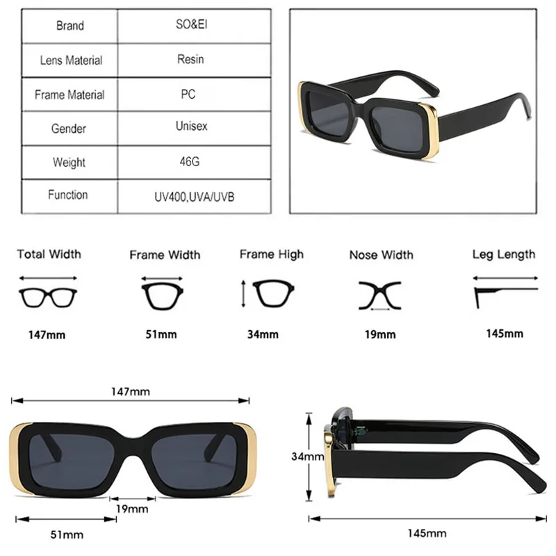 SO & EI Ins Popüler Moda Kare Güneş Gözlüğü Kadın Retro Marka Tasarımcısı Jöle Renk Tonları UV400 Erkekler Degrade güneş gözlüğü