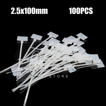 100 adet Beyaz Plastik Naylon İşareti Etiketleri Etiket Etiket Kablo Zip Bağları 2.5 mm x 100mm