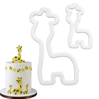 2 Adet / takım Zürafa kurabiye kesici Pişirme Karikatür Bisküvi Kalıp Fondan Kek Dekorasyon DIY Araçları Pasta Fondan Kalıpları