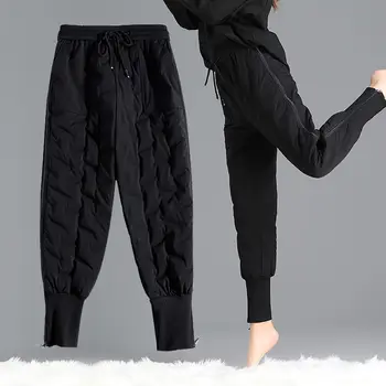 Kadınlar 2022 Kış Aşağı pamuklu pantolonlar Pantolon Moda Kalın Sıcak Kadın Sıcak Pantolon Yüksek Bel Sweatpants X570