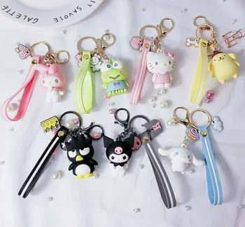 Sanrio Hello Kitty My Melody Kuromi Cinnamoroll Kawaii Moda Anahtarlık Erkek kız çocuk çantası Kolye Sevimli Bebek çocuk oyuncakları Doğum Günü Hediyeleri