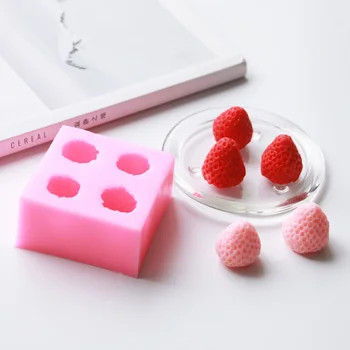 3D Meyve Çilek silikon Kalıp Fondan çikolatalı kek Dekorasyon Kalıpları Aromaterapi Alçı Mum El Yapımı Sabun Kalıp