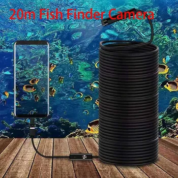 20 m HD Balık Bulucu 8mm Usb Endoskop Kış Sualtı Buz Görsel Balıkçılık Avcılık Kamera için 6 Led Android Tipi c Smartphone
