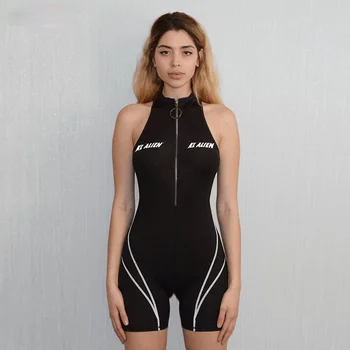 Kadın 2021 için Sportwear Kolsuz Rompers Bodysuit Motorcu Şort Kadın Giyim Tulum Streetwear Bisiklet Jersey