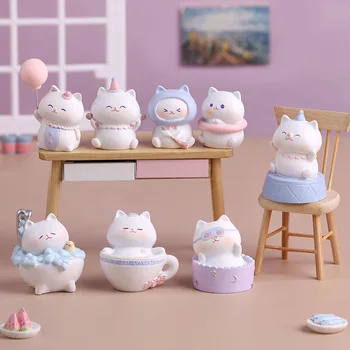 8 Adet / takım Sevimli Kedi Gizemli Kutu Koleksiyon Sevimli Aksiyon Kawaii oyuncak figürler Mistery Bebekler Sevimli Masaüstü Modeli Kız doğum günü hediyesi