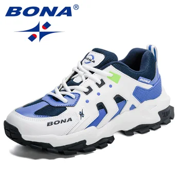 BONA 2022 Yeni Tasarımcılar koşu ayakkabıları Erkekler Moda Sneakers spor ayakkabı Nefes Atletik Eğitmenler Adam Yürüyüş Koşu Ayakkabısı
