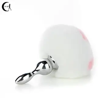 Zihinsel Peluş Top Tavşan Kuyruğu Anal Plug Paslanmaz Çelik prostat masaj aleti Butt Plug BDSM Seks Oyuncakları Kadınlar için Yetişkin Seks Oyunu