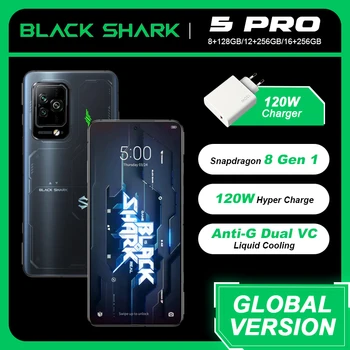 Küresel Sürüm Siyah Köpekbalığı 5 Pro Snapdragon 8 Gen 1 Oyun Telefonu 108M Kamera 120W Hiper Şarj 4650mAh 144Hz Samsung E4 Ekran