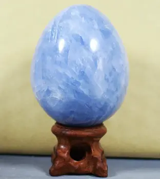 Doğal Cilalı Mavi Celestite Kristal Fosil Gem Yumurta Topu Numune + Standı 300g