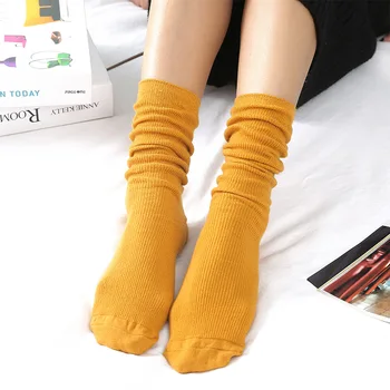 Moda Slouch Çorap Kore Tarzı Diz Çorap Kadın Kızlar Düz Renk Gevşek Ağız Çorap Kadın İlkbahar Sonbahar