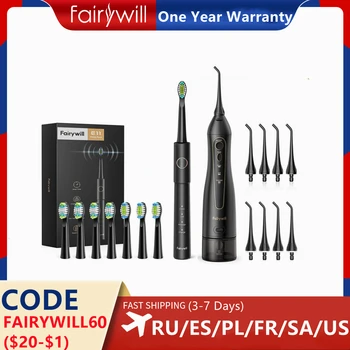Fairywill Oral Irrigator diş duşu Diş Diş Temizleyici USB Şarj Edilebilir 300ML Su Deposu Taşınabilir Irrigator 8 Memeleri İle