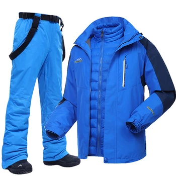 Kış Sıcak Kayak Takım Elbise Erkekler Kış Kar Aşağı Ceket Ve Pantolon Açık Su Geçirmez Nefes Snowboard Giyim Kayak Kıyafetleri L-8XL