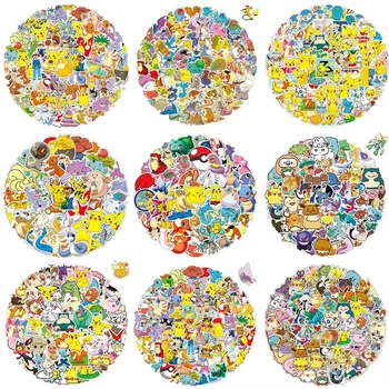 50/100 adet Hiçbir Çoğaltma Pokemon Anime Figürleri Pikachu Çıkartmalar Kırtasiye Kutusu Bavul Gitar Karikatür Graffiti Sticker Çocuk Oyuncakları