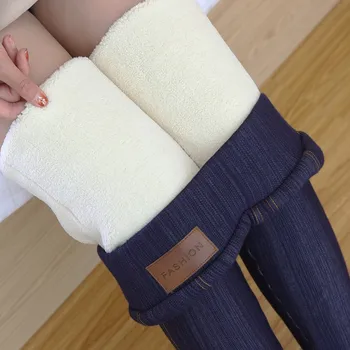 Ekstra Kalın Sıcak Kot Tayt Kadınlar için Yüksek Bel Kadife Kuzu Derisi Kaşmir Kış Tayt Pantolon Polar kalem pantolon