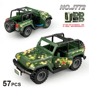 1 adet Yeşil Araba Kamuflaj Jeep Aksesuarları MOC SWAT Polis Yapı Taşları Askeri Model Tuğla Eğitim Kitleri Oyuncaklar çocuklar için