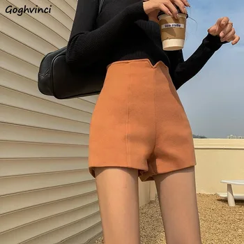 Şort Kadın Bahar Turuncu Katı Basit Yüksek Bel Yeni Varış Fermuar Fly Pantolon Rahat Tüm Maç Moda Kore Tarzı Bayan