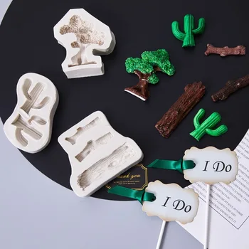 Orman Serisi Ağacı, Kaktüs silikon kalıp Fondan Kek Dekorasyon Kalıp Sugarcraft Çikolata Pişirme Araçları Kek Gumpaste Formu