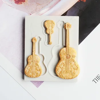 Gitar Shapd Fondan Kalıpları Şeker Çikolatalı Puding Kalıp Kek Dekorasyon Araçları Kil Gumpaste araçları Çerez Kek Dekor Kalıpları