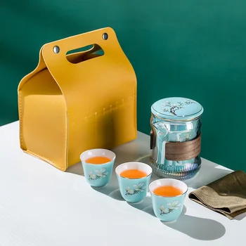 Çin Kung Fu Seyahat çay seti Seramik Sır Demlik Çay Fincanı Gaiwan Porselen Çay Seti ısıtıcılar Teaware Setleri Drinkware Çay Töreni