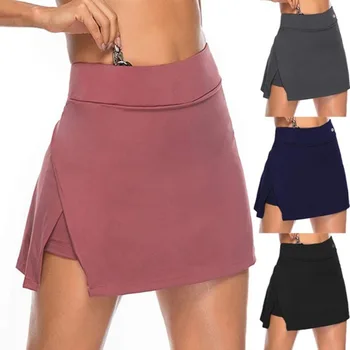 Kadın Yaz Seksi Bölünmüş Etekler Bayanlar Casual Katı Düğme Etek Bodycon Kısa Mini Etek Düzensiz A-line Bandaj Etek Clubwear