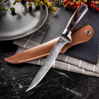 Mutfak Bıçağı kemiksi saplı bıçak Şam Lazer Desen kasap bıçağı Paslanmaz Çelik Kemik Et Meyve Sebze Balık şef bıçağı