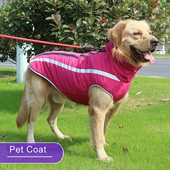 Artı Boyutu Köpek Ceketler Yastıklı Su Geçirmez Köpek Giysileri Büyük Köpekler için Kış Sıcak Polar Pet Coat Yansıtıcı Tasarım Evcil Hayvan Giysileri