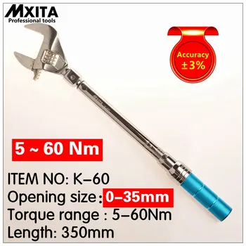 MXITA açık Ayarlanabilir Tork Anahtarı 5-60Nm doğruluk 3 % anahtarı Eklemek Uçlu kafa Tork Anahtarı Değiştirilebilir